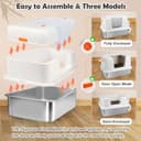 Vivifying Katzenklo Edelstahl mit Deckel, XL Leicht zu Reinigen und Geruchsresistent Katzentoilette Edelstahl, Rostfreier Stahl Katzenklo mit Pedals, Schaufel und Matte (Beige) - 3