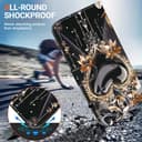 BLOTECH Case for Realme GT Neo6,Black Heart Jewellery Yellow Crown Painting Multifunction Leather Phone Case Wallet Flip Cover with Multi Card Slots Pocket Wrist Strap for Realme GT Neo6 - 6