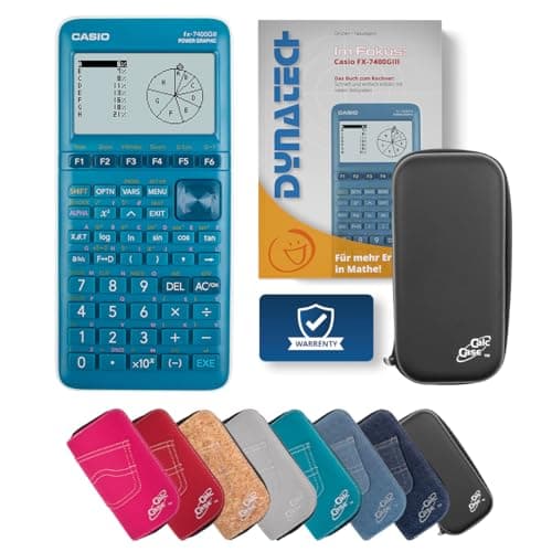 Casio FX-7400GIII Grafikrechner mit CalcCase Schutztasche und Fachbuch - Classic Set (Schwarz)