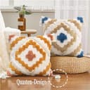 YULUOSHA Dekorative Boho werfen Kissenbezüge weichen Plüsch Couch Kissenbezüge für Haus Lumbal gewebt natürliche Beige Kissen Fall texturierte gestreift gewebt (E, 45x45cm) - 3