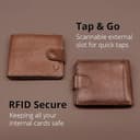 Pelle Toro All-in-One Handmade Mens Wallet with RFID Blocking, Coin Pocket, Fine Leather Card Wallet for Men with 8 Slots and Zip Section, in Wooden Gift Box, Brown & Tan - 6