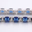 Gulicx Oro Bianco sfumato con Zirconia cubica Colore Zaffiro Blu Cristallo Braccialetto Romano Bracciale Tennis Catena a Maglia - 5