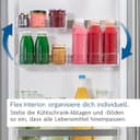 Bosch Kühl-Gefrier-Kobination 203 x 60 cm, Serie 6, KGN39AIAU, 260 L Kühlen & 103 L Gefrieren, Total No Frost, VitaFresh XXL - länger Frisch, Leise, Flex Interior, Gebürsteter Stahl, AntiFingerprint - 18