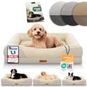 ELONEO orthopädisches Hundebett kleine Hunde - 76x51x17cm, Hundekorb mit Memory Foam, Hundematte wasserdicht und waschbar, Hundekissen, Hundematratze mit weicher Polsterung, Creme - 1