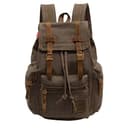Mochila de piel estilo vintage unisex e informal, de lona, para senderismo, viajes al aire libre, Brown, 27.9 x 16 x 41.9 cm, Mochila informal - 1