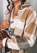 YMING Chaqueta De Mezcla De Lana con Botones para Mujer Estilo Vintage con Solapa Estilo Vintage con Bolsillo Delantero Informal Mezcla De Lana Color Marrón M - 4