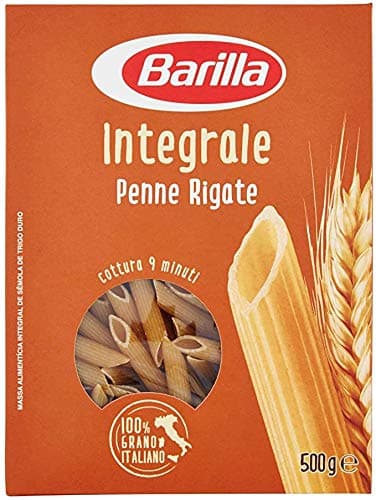 Barilla Penne Rigate Integrali - Lote de 5 fideos integrales (grano entero, 100% italiana, 500 g)