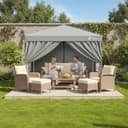 Sekey Pop Up Gazebo with Sides 3m x 3m, Heavy Duty Gazebo with Carry Bag, Instant Setup, Waterproof 1000mm - Marquee Garden Party Tent Outdoor, (Grey, 3x3 with Sides) - 9