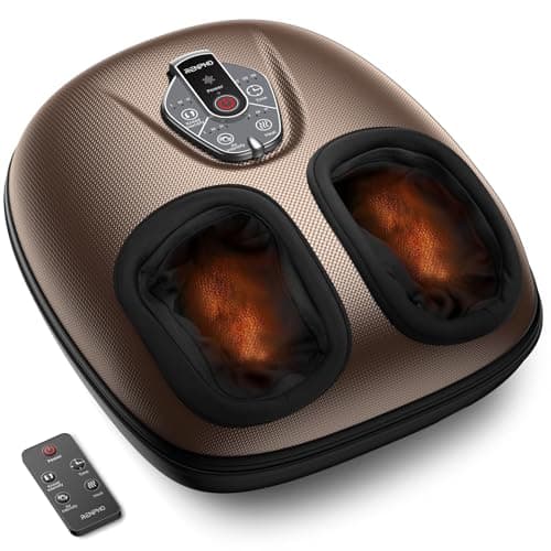 RENPHO Masajeador de pies con calor para fascitis plantar, Portátil Amasado Shiatsu, Compresión, Massager eléctrico de los pies de 3 intensidades, Marrón