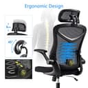 Magic Life Silla de Escritorio Sillas de Oficina Reposabrazos abatible de 90 ° Silla ergonómica para computadora Soporte Lumbar Altura Ajustable Giratoria de 360 ° Mecedora (Negro) - 5