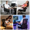 Milacyee Bürostuhl Ergonomisch, Schreibtischstuhl mit Verstellbarer 4D Lendenwirbelstütze, Drehstuhl mit Klappbare Armlehnen, Computerstuhl mit 90°-125° Liegefunktion, Netzstuhl bis 130KG, Schwarz - 9