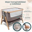 Tutti Bambini CoZee® Moisés y Cuna Colecho Bebe 2 en 1 - Minicuna Colecho de Plegado Rápido - Colchón Transpirable 6 Alturas Incluido - Ventana Malla Transpirable - 0-6 Meses (Roble y Carbón) - 6