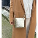 Vera Pelle Metallic Genuine Italian Leather Handbag with Detachable Straps - Handmade Leather Crossbody Bag - Elegant Women's Handbag (Olive) - 2