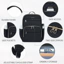 KROSER Laptop Rucksack Damen 15,6 Zoll Stilvoller Tagesrucksack, Wasserabweisender Nylon Schulrucksack Rucksack für Reisen/Business/Damen/Mädchen-Schwarz - 3