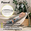 LIONELO Pascal baby bouncer delicadas vibraciones 12 melodías incorporadas con control de volumen ajuste del respaldo barra de juguetes interactivos plegable a tamaño compacto (Grey Dove) - 6