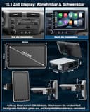 Timzeit Autoradio mit Bildschirm Single DIN Auto Radio mit Navi Bluetooth Wireless CarPlay Android Auto DAB Plus Rückfahrkamera, 1DIN mit 10.1 Zoll drehbar Touchscreen Monitor, 2+64G Android 14 - 8