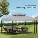 Outsunny 3x4m Gazebo Canopy Replacement, 2 Tier Top Roof UV Cover Garden Patio Outdoor Sun Awning Shelters, Light Grey (TOP COVER ONLY) - 7