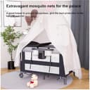 Veitoalioy Multifunktional Baby Beistellbett mit Neben, Convertible Faltbar Co-Sleeping Babybett, Ausgestattet Luxus Moskitonetz mit einem großen Lagerkorb und beweglichen Rädern (6602 Black) - 2