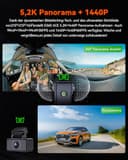 VANTRUE E360 ACE 5.2K Panorama+1440P Dashcam mit Dual STARVIS 2 HDR Nachtsicht, 3 Kanal 360° Dash Cam inkl. Tragehalterung zum Handheld, Sprachgesteuerte Auto Kamera, App, 1.54″ Touchscreen, Parkmodus - 2