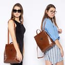 Realer Echtes Leder Rucksäcke Geldbörsen für Frauen Schultertasche Braun - 2