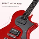 Electric Guitar Beginner Guitar 40.2 Inch Solid Poplar Body Maple Neck Laurel Fingerboard HH Pickups Les Paul Style with Gig Bag Tuner (Color Options) (Red) - 3