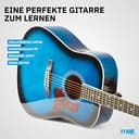 MAX SoloJam Westerngitarre, Akustik Gitarre Set, Acoustic Guitar, Akustikgitarre 4/4 mit Tasche, Plektrum, Stimmgerät, Schultergurt und Stahlsaiten, Anfängergitarre in Blau - 2