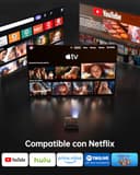 Proyector 4K【App Oficial Integrada/Dolby】 1000ANSI Smart Proyector Compatible con Netflix AI Auto Auto/Keystone, Proyector1080P Nativo WiFi 6 Bidireccional BT5.2 Zoom 50% para Cine en Casa/Exterior - 2