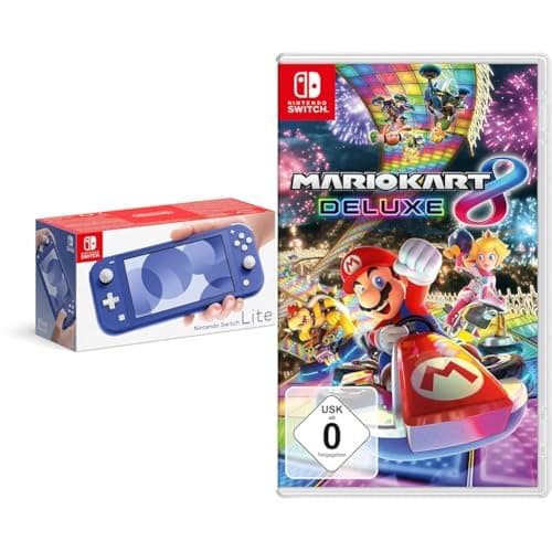 Nintendo Switch Lite, Standard, Blau + Mario Kart 8 Deluxe - [Nintendo Switch]