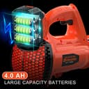 Soffiatore a Batteria, Bravolu 21V Soffiatore Foglie Elettrico, con Batteria da 4,0 Ah e Caricabatteria, Velocità Aria Max Regolabile 240 km/h, 20000 RPM con 6 Velocità Regolabili, Ugelli a 2 Sezioni - 4