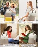 LOVEVOOK Rucksack Damen, 15,6 Zoll Laptop Schulrucksack Teenager Mädchen mit Laptopfach, Wasserdicht Reiserucksack Arbeitstasche Daypack, Schultasche Backpack Women Elegant für Uni Reise Büro, Beige - 8