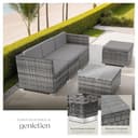 tectake® Poly Rattan Lounge, Outdoor Sitzgruppe, Set mit Sofa Sessel, Hocker, Tisch, frei kombinierbar, Sitzecke für 3-4 Personen, Möbel wetterfest für Garten Terrasse Balkon - grau - 4