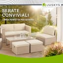 Juskys set di mobili da giardino Salou in polyrattan - Salotto resistente alle intemperie per 6 persone - Con tavolo e cuscini - Per ambienti esterni come giardino, balcone, terrazza - Crema/sabbia - 6