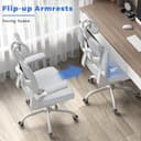 naspaluro Sedia Da Ufficio Ergonomica Con Supporto Lombare Adattativo a Forma Di C, Poggiatesta Regolabile, Braccioli Ribaltabili, Sedia Da Ufficio a Rete Traspirante per Scrivania, Casa,Bianco-Grigio - 6