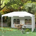 Outsunny 3 x 4 m Garden Gazebo Shelter Marquee Party Tent with 2 Sidewalls for Patio Yard Outdoor - White - 8