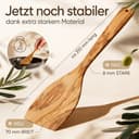 GOLDENBERG® Premium Kochlöffel Set + Halter | 8-teilig | feinstes italienisches Olivenholz | antibakteriell & langlebig | 2x Pfannenwender Holz, 2x Kochlöffel Holz, Salatbesteck & Spaghettilöffel - 3
