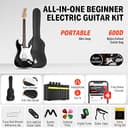 Donner Kit de Guitarra Eléctrica Stratocaster de Tamaño Completo con Amplificador, Bolsa, Capo, Correa, Cuerda, Sintonizador, Cable y Púas (Negro) - 3