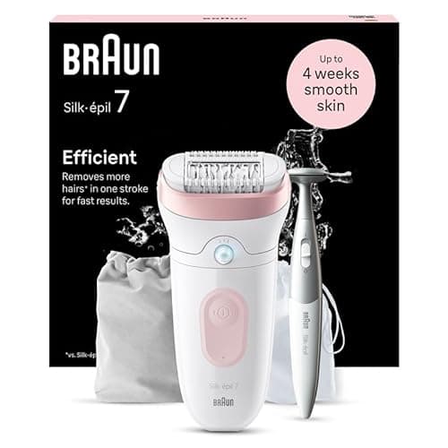 Braun Silk-épil 7, Depiladora Eléctrica Para Una Eliminación Del Vello Fácil, Piel Suave Duradera, 7-210, Blanco/Flamenco
