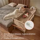 Lionelo Ellen Lettino da Viaggio 3 in 1 – Culla Co-Sleeping con Fianco Abbassabile, Box Bambini con Materasso a 2 Livelli, 125 × 65 × 78 cm, Uscita Laterale Zip, Ruote con Freno, Borsa da Trasporto - 2