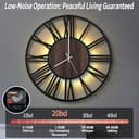 Maxstar Reloj de Pared 50CM para Salón a Pilas, Silencioso Sin Tic-TAC, Estilo Madera Metal, LED Moderno Dormitorio/Oficina (Números Romanos, Negro-20) - 4