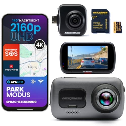 Nextbase® 622GW Dash cam Auto Fronte Retro | Modalità di Parcheggio 24/7 | Dashcam Auto 4K 2160p 30fps | Schermo Tattile da 3" Telecamera | Camera con Angolo di visione 140° | MicroSD da 64 GB Inclusa