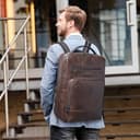 Shrrie cuoio laptop zaino per donne e uomini, 16 pollici impermeabile computer zaino, con connessione di ricarica USB，28 L estensibile lavoro Business Weekender College,Caffè - 2