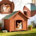 BAKAJI Cuccia per Animali Domestici in Legno di Cipresso, Casetta per Cani e Gatti con Tetto Spiovente Apribile, Casa da Esterno ed Interno Resistente Intemperie, Tettoia Asfaltata, 89 x 84 x 76 cm - 8