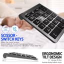 Bluetooth Nummernblock, Kabelloser Ziffernblock mit 22 Tasten（inkl-11 Multifunktionstasten） Leiser Numpad für Laptop/Desktop/MacBook/iPhone/iPad/Surface Pro(Windows/macOS/iOS/Android) – 10m Reichweite - 4