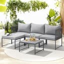 SVITA Detroit Gartenmöbel Set Polyrattan Lounge Modular Ecksofa Chaiselongue Tisch Flexibel als 3 Sitzer oder Sessel 2 Sitzer Inklusive Kissen Grau - 2