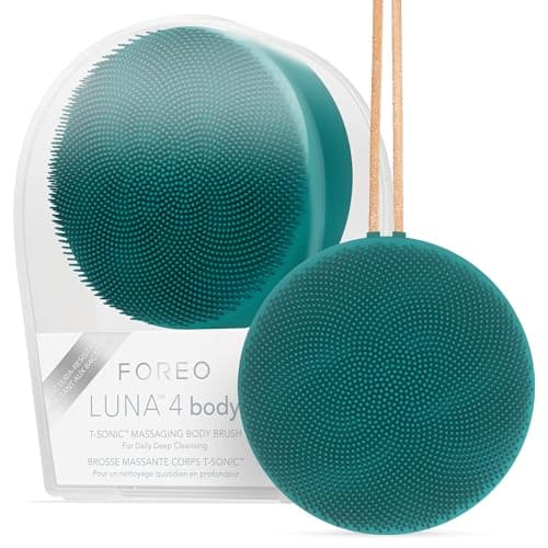 FOREO LUNA 4 body cepillo de cuerpo - Cuidado de toda la piel - Exfoliante para cuerpo - Mejora la absorción de las lociones - Herramienta de drenaje linfático premium - Impermeable - Evergreen
