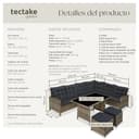 tectake® Conjunto Jardín de Ratán Mesa y Cojines, Conjunto Terraza Resistente a la Intemperie, Muebles Jardín Exterior 5 Piezas, Sofá de Esquina, 2 Taburetes y 1 Mesa - Natural - 6