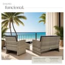 tectake® Conjunto Jardín de Ratán y Acero, Muebles Jardín Exterior, 2 Sillones 1 Sofá 1 Mesa con Cristal, Conjunto Terraza Resistente a Intemperie, con Cojines, Fundas Extraíbles - natural/gris oscuro - 5