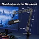 TONOR Dynamisches Microphone mit XLR/USB Kabel, Mikro PC mit Mute Button, Vocal Mic Gesangsmikrofon für Podcast, Streaming, Gaming, Studio und Aufnahme, mit Hight Profile Mikrofonarm, Schwarz, TD510+ - 6