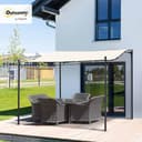 Outsunny Cenador de Jardín 3x3 m Pérgola con Toldo y 16 Orificios de Drenaje para Patio Terraza Metal y Poliéster 180 g/m² Resistente Crema - 2