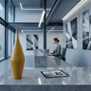 ARCEA Vaso Axis Slim - Vaso in Ceramica Artigianale Giallo Senape - Scultura d'Arredo Moderna per Interni Made in Italy, 57cm - 7